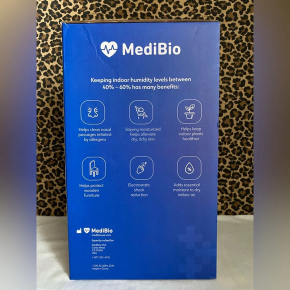 🦋B2G1🦋MEDIBIO Cool Mist Ultrasonic Humidifier 2.5L - Picture 2 of 4